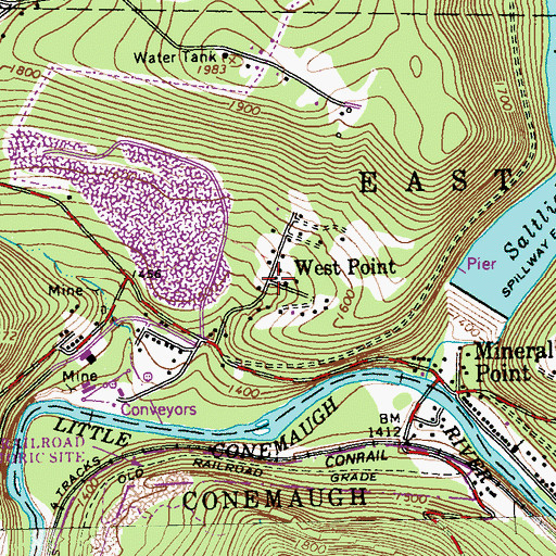 Topographic Map of West Point, PA