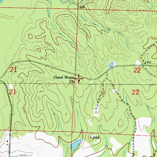 Topographic Map of Good Hope Church, AL