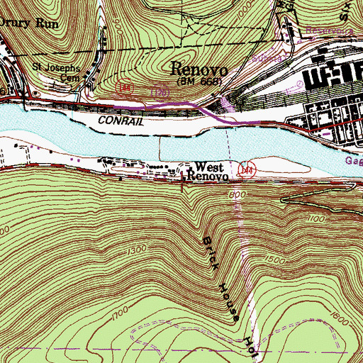 Topographic Map of West Renovo, PA