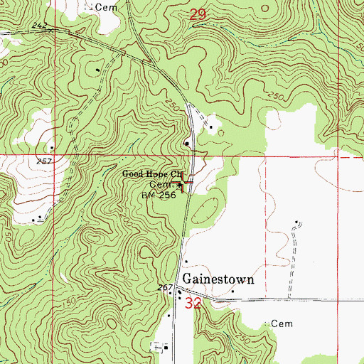 Topographic Map of Good Hope Church, AL