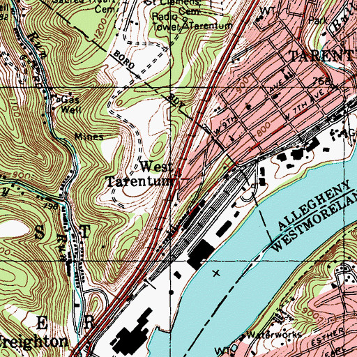 Topographic Map of West Tarentum, PA
