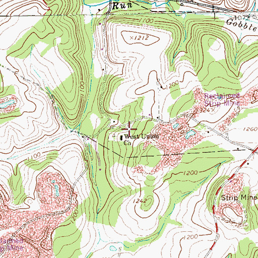 Topographic Map of West Union Church, PA