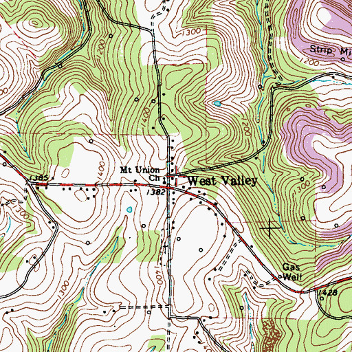 Topographic Map of West Valley, PA