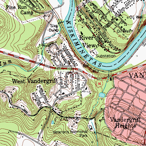 Topographic Map of West Vandergrift, PA
