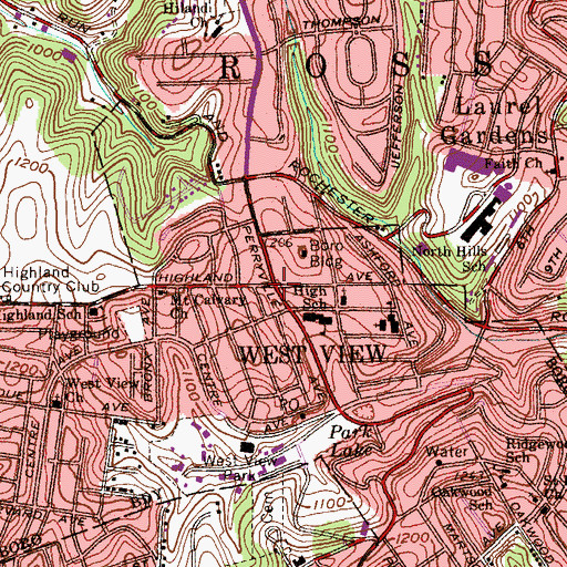 Topographic Map of West View, PA