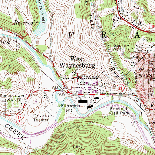Topographic Map of West Waynesburg, PA