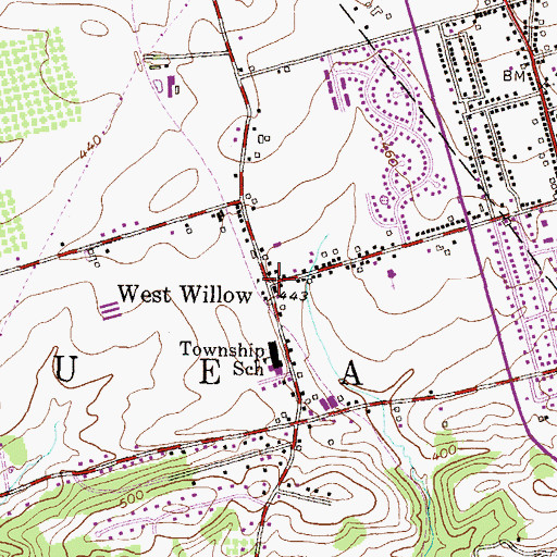 Topographic Map of West Willow, PA