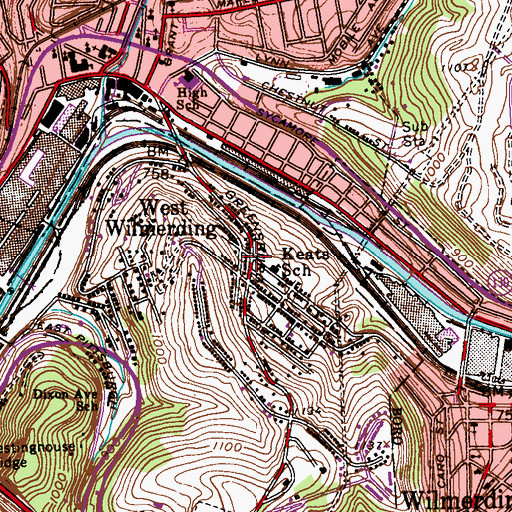 Topographic Map of West Wilmerding, PA