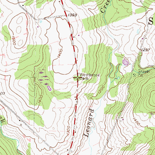 Topographic Map of Westbrook Cemetery, PA