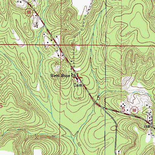 Topographic Map of Good Hope Church, AL