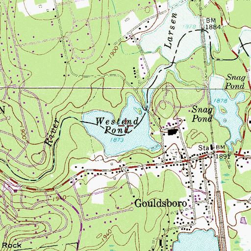 Topographic Map of Westend Pond, PA