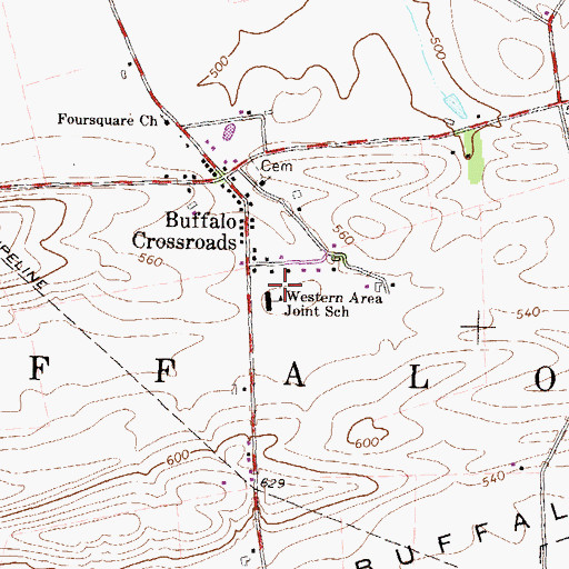 Topographic Map of Western Area Joint School, PA