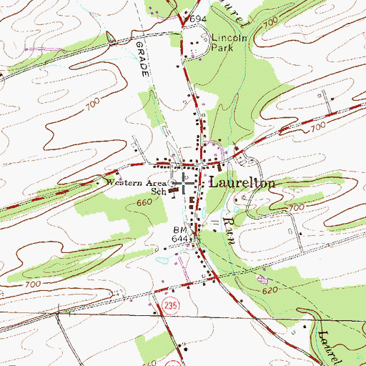 Topographic Map of Western Area School, PA