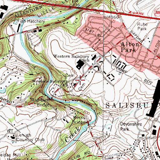 Topographic Map of Western Salisbury Church, PA