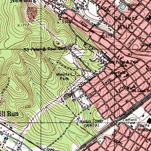 Topographic Map of Westfall Park, PA