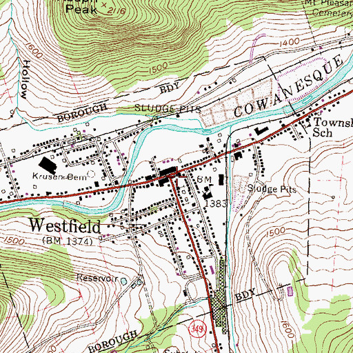 Topographic Map of Westfield, PA