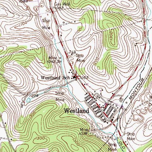 Topographic Map of Westland School, PA