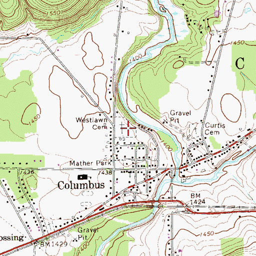 Topographic Map of Westlawn Cemetery, PA