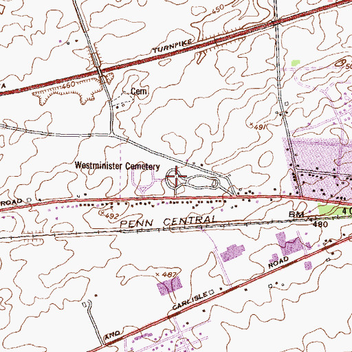 Topographic Map of Westminister Cemetery, PA
