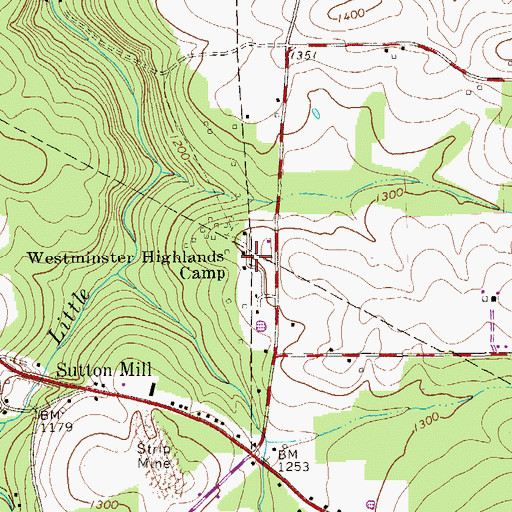 Topographic Map of Westminster Highlands Camp, PA