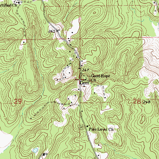 Topographic Map of Good Hope Church, AL