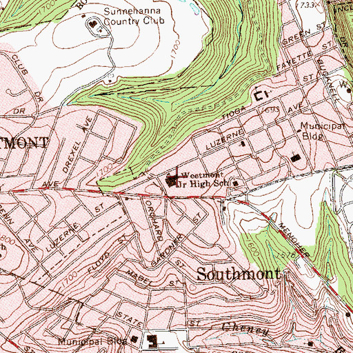 Topographic Map of Westmont Junior High School, PA