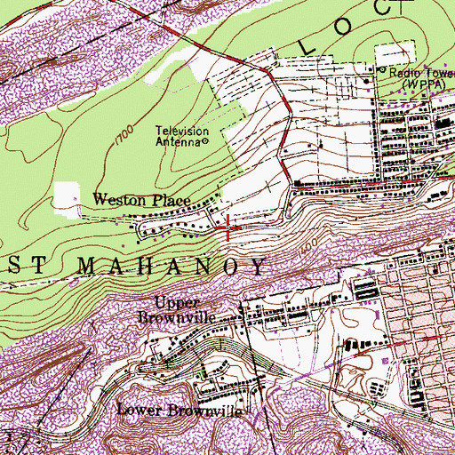 Topographic Map of Weston Place, PA