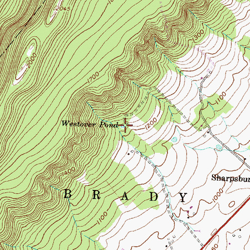 Topographic Map of Westover Pond, PA