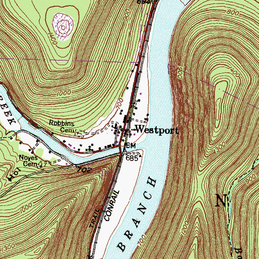 Topographic Map of Westport, PA