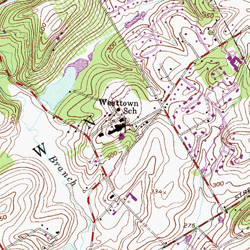 Topographic Map of Westtown School, PA