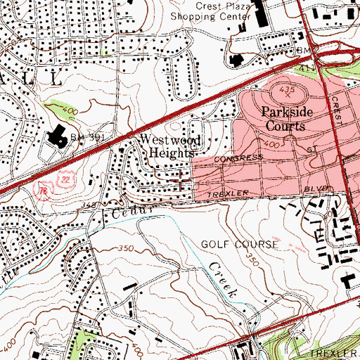 Topographic Map of Westwood Heights, PA