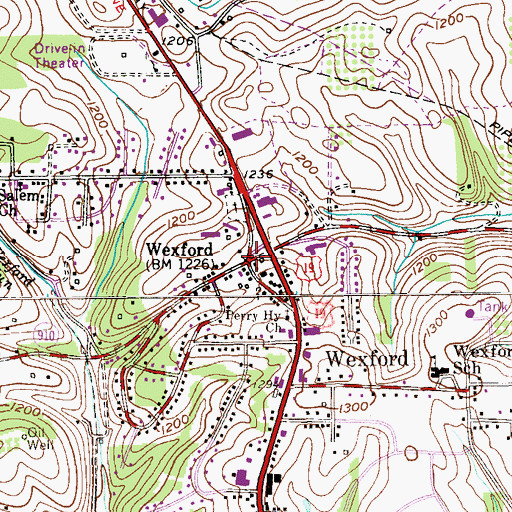 Topographic Map of Wexford, PA