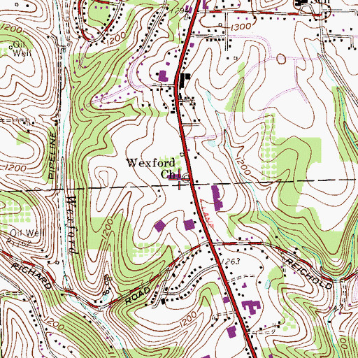 Topographic Map of Wexford Church, PA