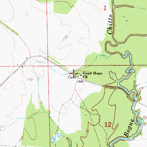 Topographic Map of Good Hope Church, AL