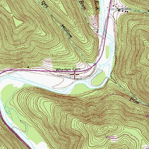 Topographic Map of Wharton Cemetery, PA