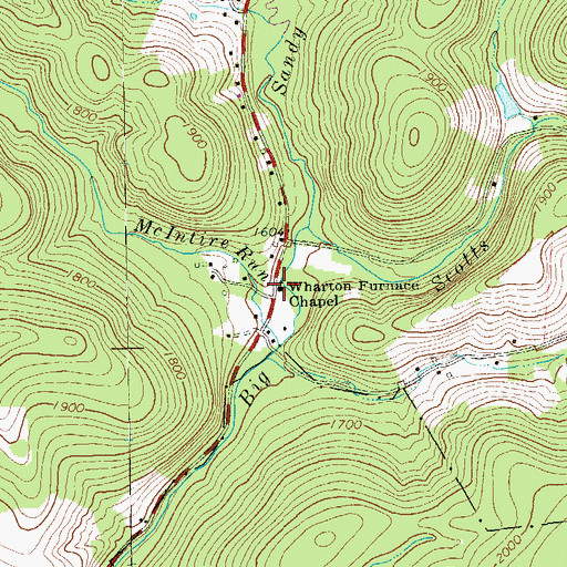 Topographic Map of Wharton Furnace Chapel, PA