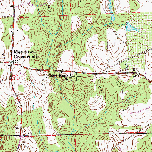 Topographic Map of Good Hope Church, AL