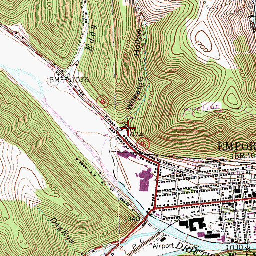 Topographic Map of Wheaton Hollow, PA