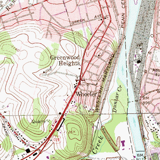 Topographic Map of Wheeler, PA