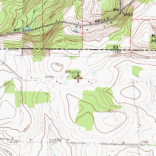 Topographic Map of Wheeler Cemetery, PA