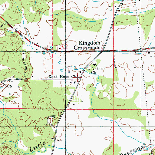 Topographic Map of Good Hope Church, AL