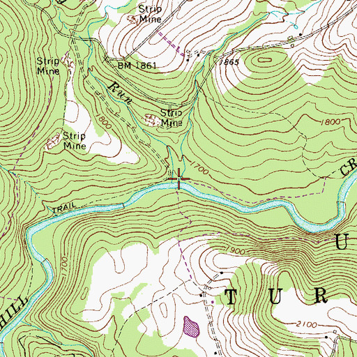 Topographic Map of Whipkey Run, PA