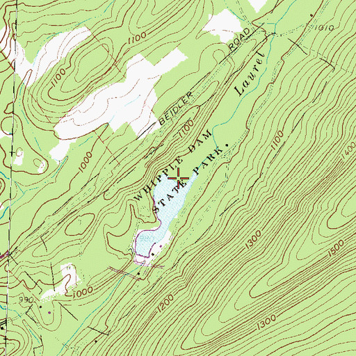 Topographic Map of Whipple Dam State Park, PA
