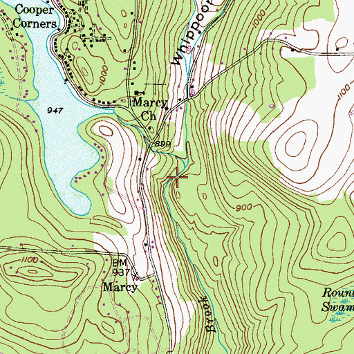 Topographic Map of Whippoorwill Hollow, PA