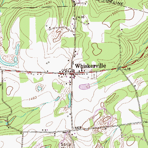 Topographic Map of Whiskerville, PA