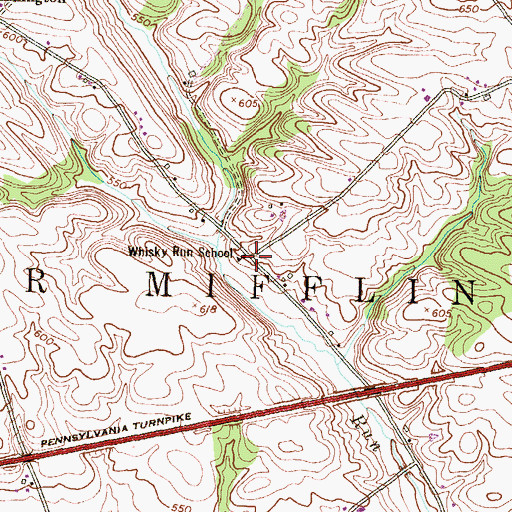 Topographic Map of Whisky Run School, PA
