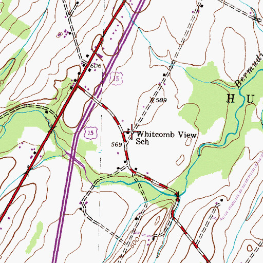 Topographic Map of Whitcomb View School, PA
