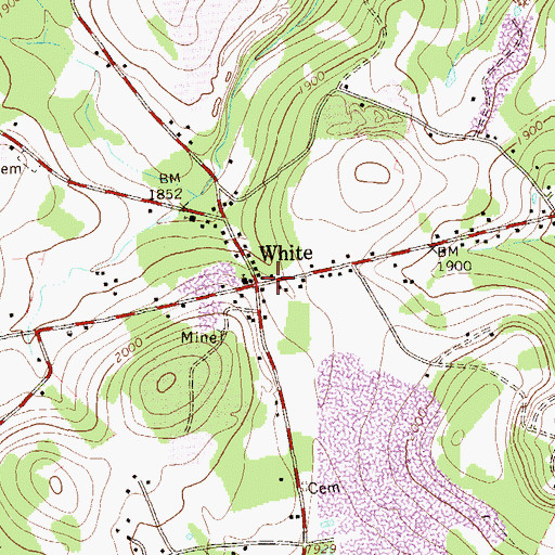 Topographic Map of White, PA
