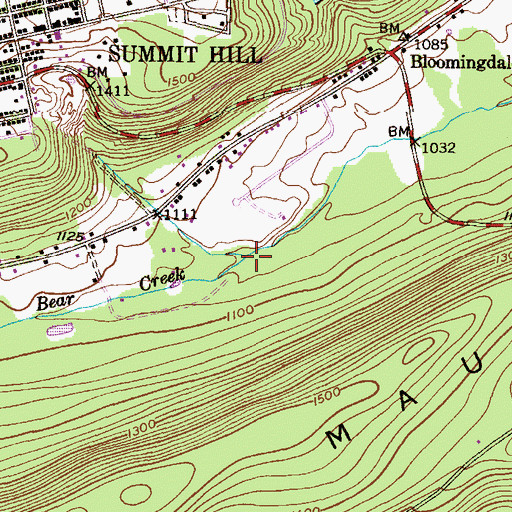 Topographic Map of White Bear Creek, PA