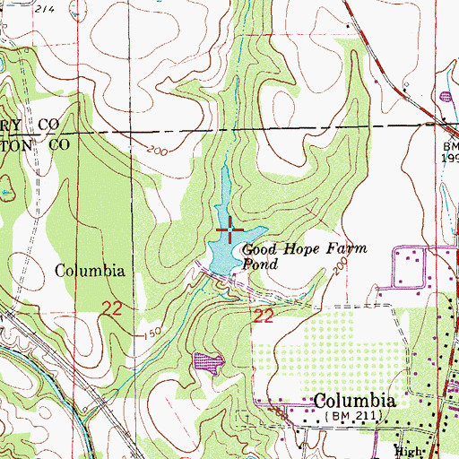 Topographic Map of Good Hope Farm Pond, AL
